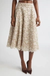 Michael Kors Collection Soutache Lace Circle Skirt In Brown