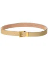Michael Kors Collection Square Roller Buckle Leather Belt In Brown