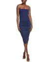 Michael Kors Collection Strapless Midi Dress In Blue