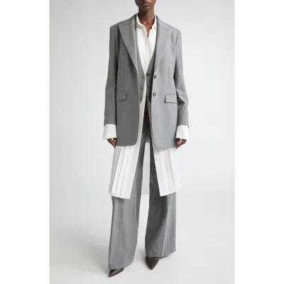 Michael Kors Collection Stretch Virgin Wool Boyfriend Blazer In Gray