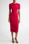 Michael Kors Collection Stretch Wool Midi Sheath Dress In Raspberry