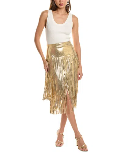 Michael Kors Collection Suede Fringe Skirt In Metallic