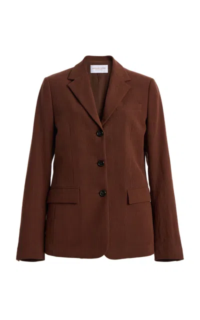 Michael Kors Collection Symon Schoolboy Linen Blazer In Brown