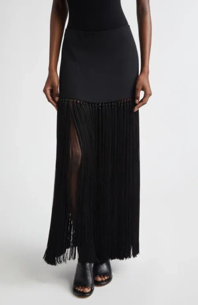 Michael Kors Collection Tassel Wool Gabardine Miniskirt In Black