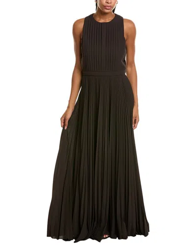 Michael Kors Collection Tech Pleated Gown In Brown
