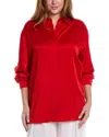 Michael Kors Collection Techno Charmeuse Boyfriend Shirt In Red
