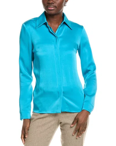 Michael Kors Collection Techno Charmeuse Hansen Shirt In Blue