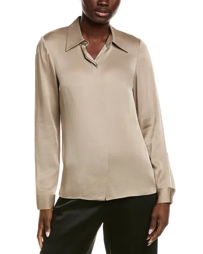 Michael Kors Collection Techno Charmeuse Hansen Shirt In Brown