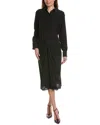 Michael Kors Silk Shirtdress In Black