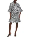 Michael Kors Collection Tiered Floral Shirtdress In Black