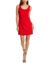 Michael Kors Crepe Wool Mini Shift Dress In Red