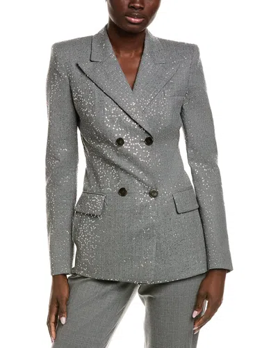Michael Kors Collection Trop Wool & Silk-blend Jacket In Gray