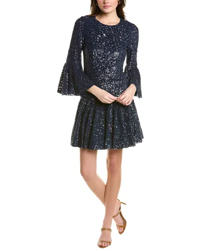 Michael Kors Collection Tulle Mini Dress In Blue