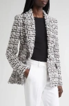 Michael Kors Eyelash Tweed Single-breasted Blazer In Gray