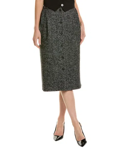 Michael Kors Collection Tweed Button Trouser Wool, Mohair & Silk-blend Skirt In Black