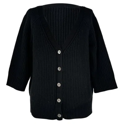 Pre-owned Michael Kors Collection V-neck Cardigan In Black Cashmere