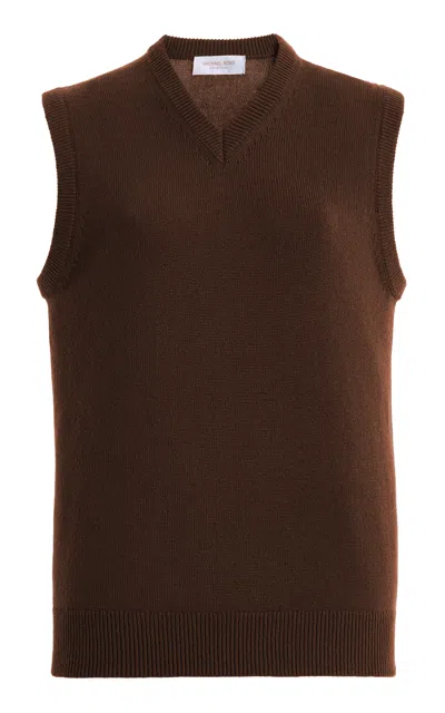 Michael Kors Collection V-neck Cashmere Vest In Brown