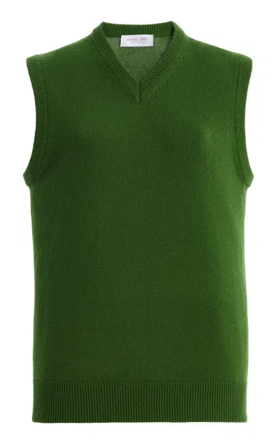 Michael Kors Collection V-neck Cashmere Vest In Green