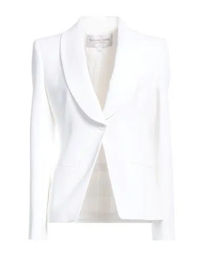 Michael Kors Collection Woman Blazer Ivory Size 4 Acetate, Viscose In White