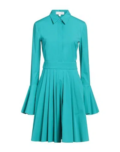 Michael Kors Collection Woman Mini Dress Turquoise Size 12 Cotton, Elastane In Blue