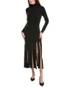 Michael Kors Turtleneck Streamer-hem Knit Midi Dress In Black