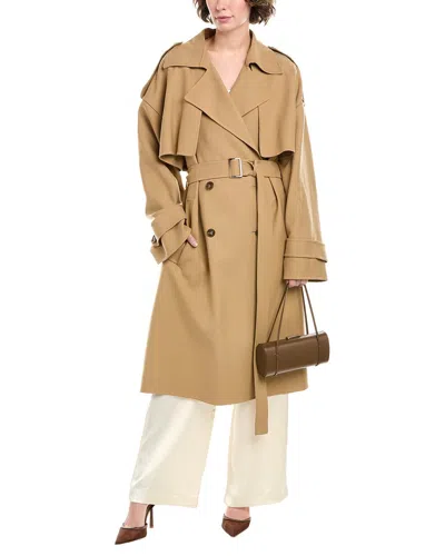 Michael Kors Collection Wool-blend Trench Coat In Brown