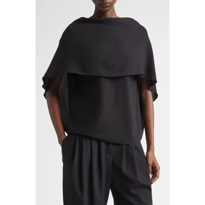 Michael Kors Collection Wool Crepe Cape Top In Black