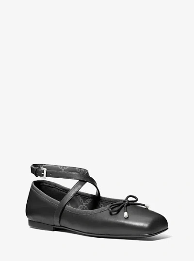 Michael Kors Collette Leather Ballet Flat In Black