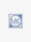 Michael Kors Color-block Logo Charm Silk Bandana In Blue