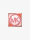 Michael Kors Color-block Logo Charm Silk Bandana In Pink