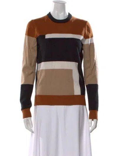 Pre-owned Michael Kors Colorblock Pattern Crew Neck Sweater In Black