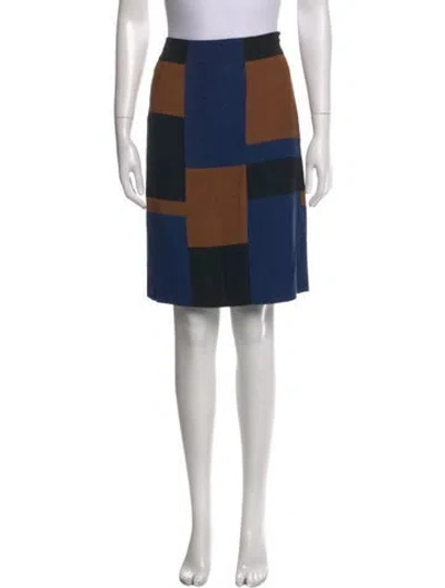 Pre-owned Michael Kors Colorblock Pattern Knee-length Skirt In Blue