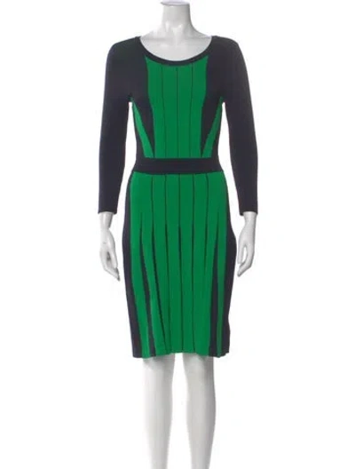 Pre-owned Michael Kors Colorblock Pattern Long Dress In Green
