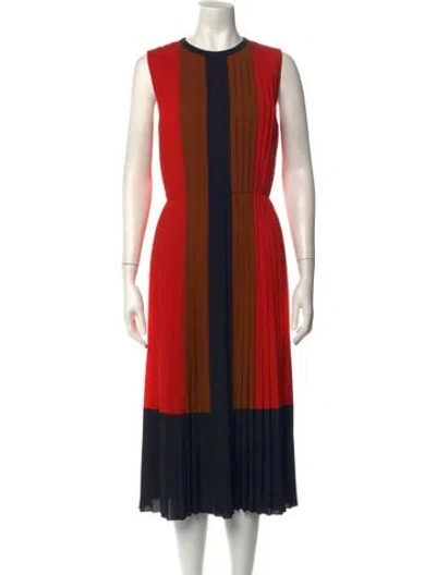 Pre-owned Michael Kors Colorblock Pattern Midi Length Dress In Multicolor