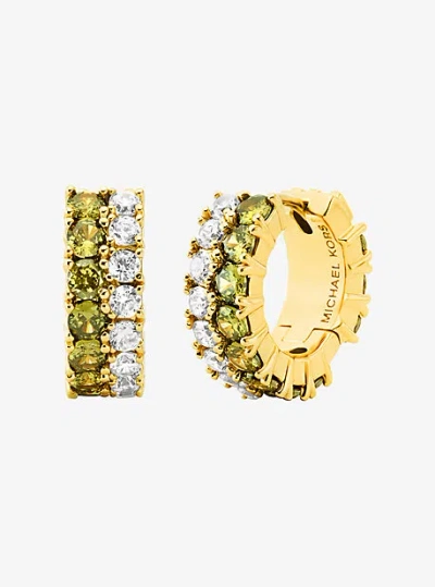 Michael Kors Colored Stone Huggie Earrings In Gold
