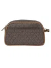 Michael Kors Compact Coated Canvas Shoulder Bag In Brown