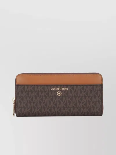Michael Kors Continental Leather Trim Gold-tone Hardware In Brown