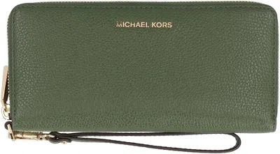 Michael Kors Continental Leather Wallet In Green
