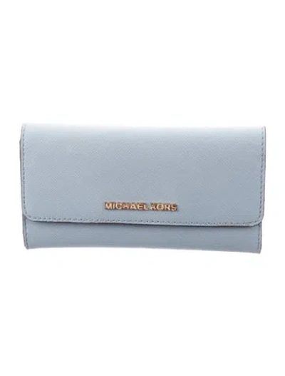 Pre-owned Michael Kors Continental Wallet In Blue