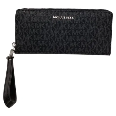 Michael Kors Continental Wallet In Black Coated Canvas