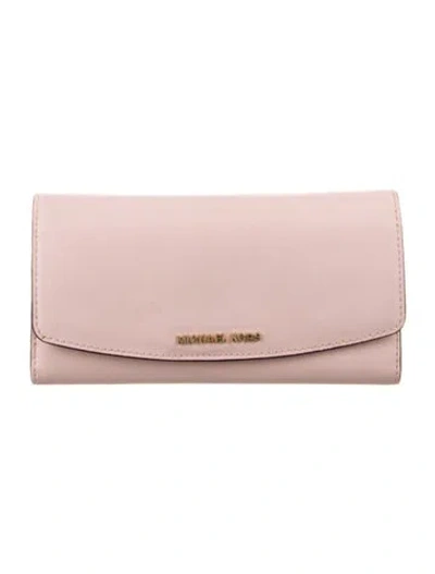 Pre-owned Michael Kors Continental Wallet In Pink