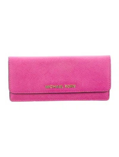 Pre-owned Michael Kors Continental Wallet In Pink