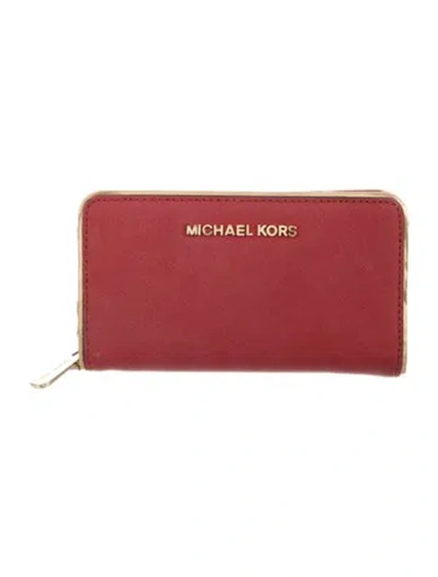 Pre-owned Michael Kors Continental Wallet In Red