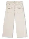Michael Kors Contrast-stitching Wide-leg Jeans In Neutrals