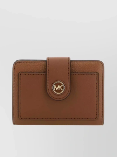 Michael Kors Contrast Trim Rectangular Leather Wallet In Brown