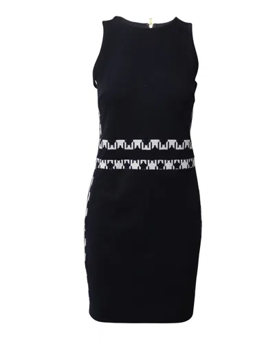 Michael Kors Contrast Trim Sheath Dress In Navy Blue Viscose