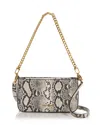 Michael Kors Convertible Pochette Snake Embossed Leather Crossbody Bag In Black