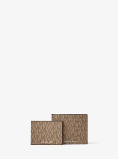 Michael Kors Cooper Logo Billfold Wallet With Passcase In Brown