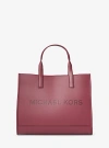 Michael Kors Cooper Logo Embossed Pebbled Leather Tote Bag In Red