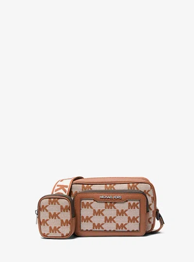 Michael Kors Cooper Logo Jacquard Camera Bag In Burgundy